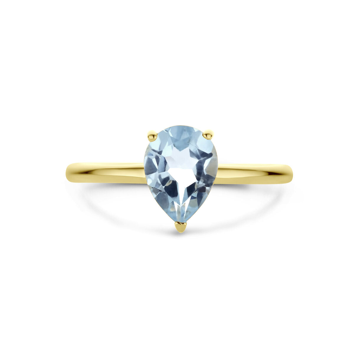 ring blauw topaas 14K geelgoud