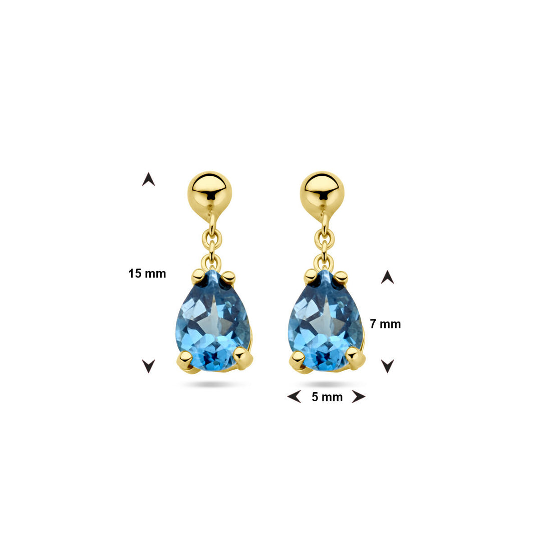 earrings with london blue quartz 14K yellow gold