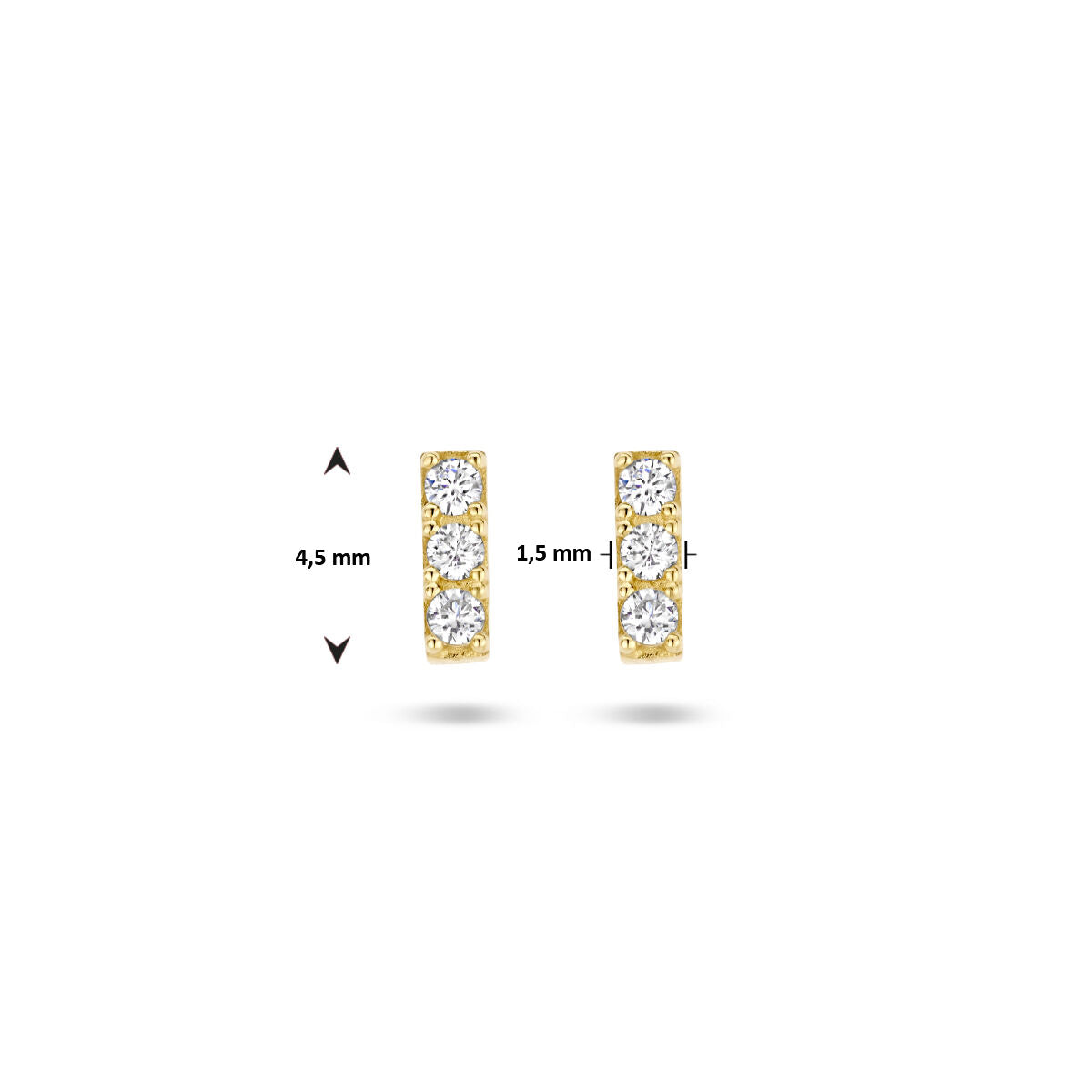 ear studs zirconia 14K yellow gold