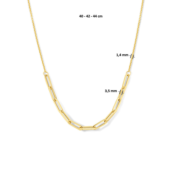 Halskette Anker und Büroklammer 3,5 mm 40 - 42 - 44 cm 14K Gelbgold