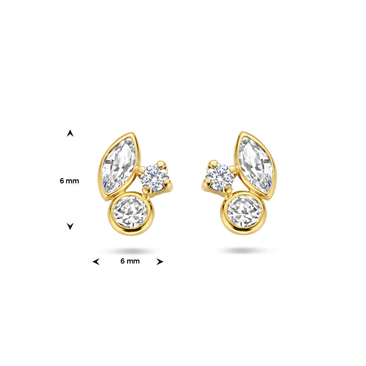 ear studs zirconia 14K yellow gold