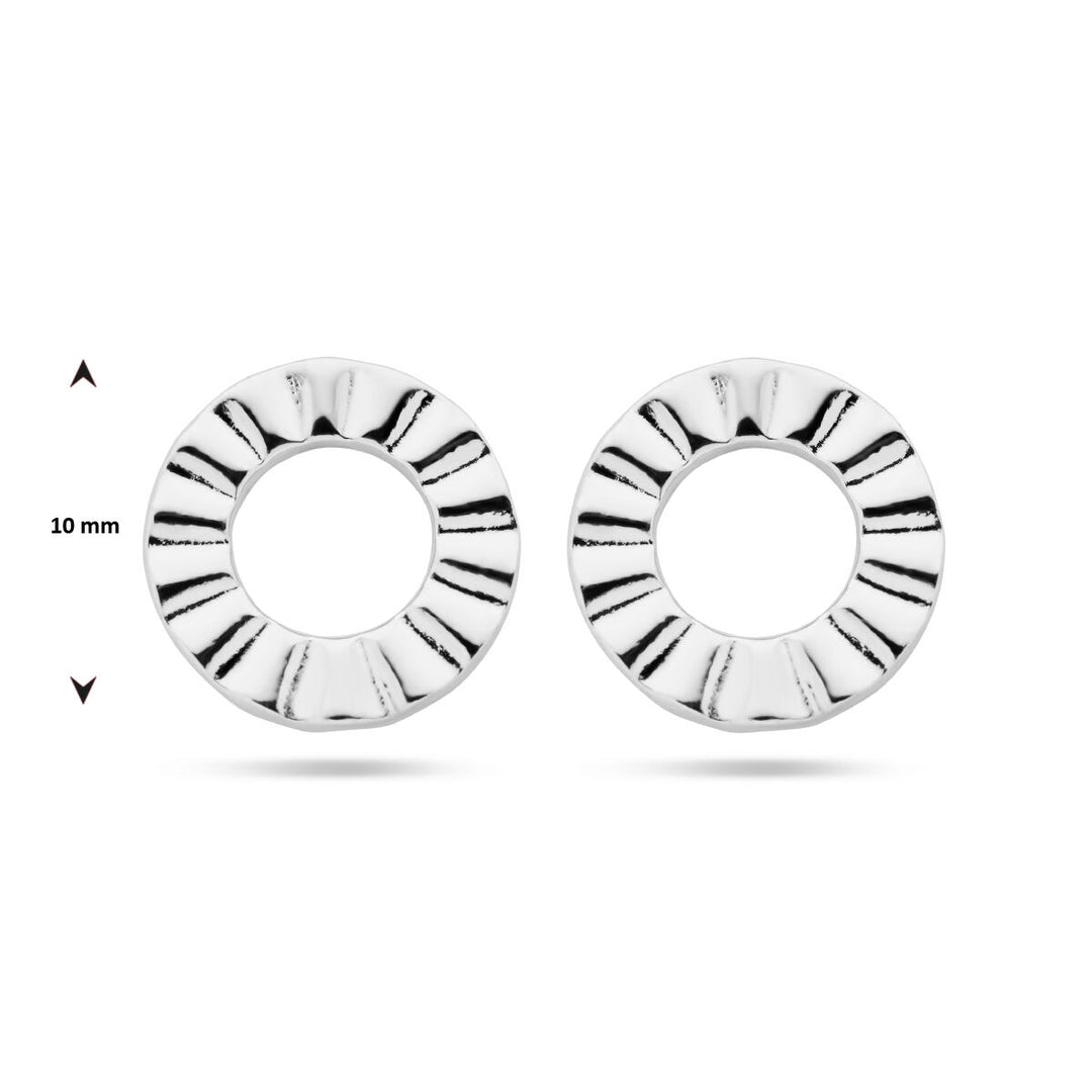 ear studs round silver rhodium plated