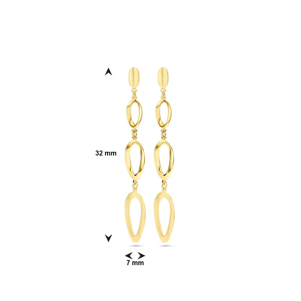 oorhangers poli/mat 14K geelgoud