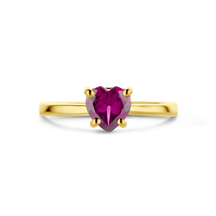 ring hart rhodoliet 14K geelgoud