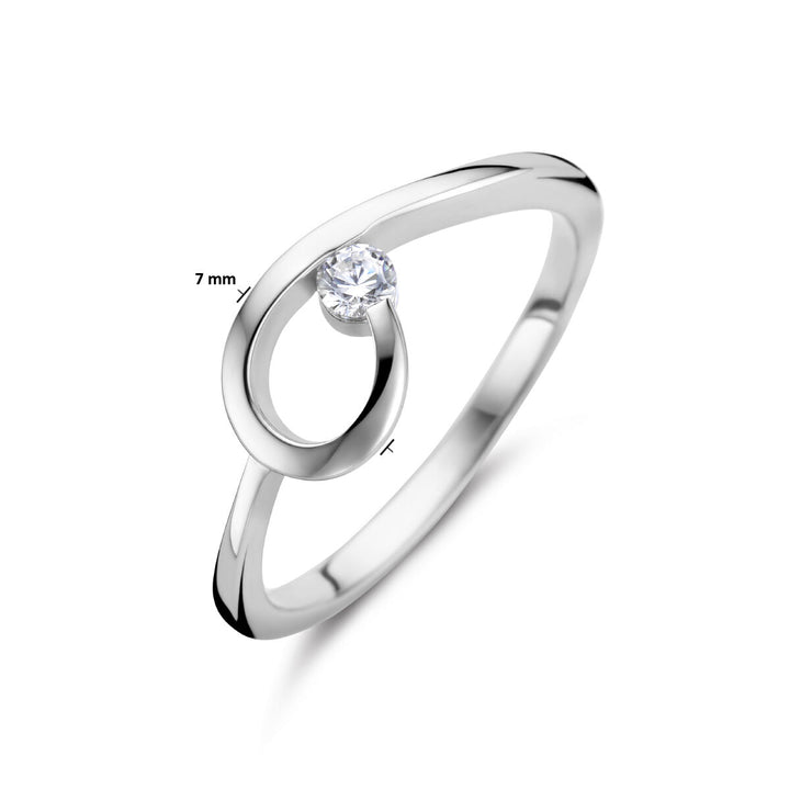 ring zirconia silver rhodium plated