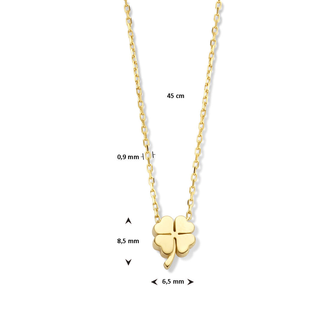 Gold ladies necklace clover 14K