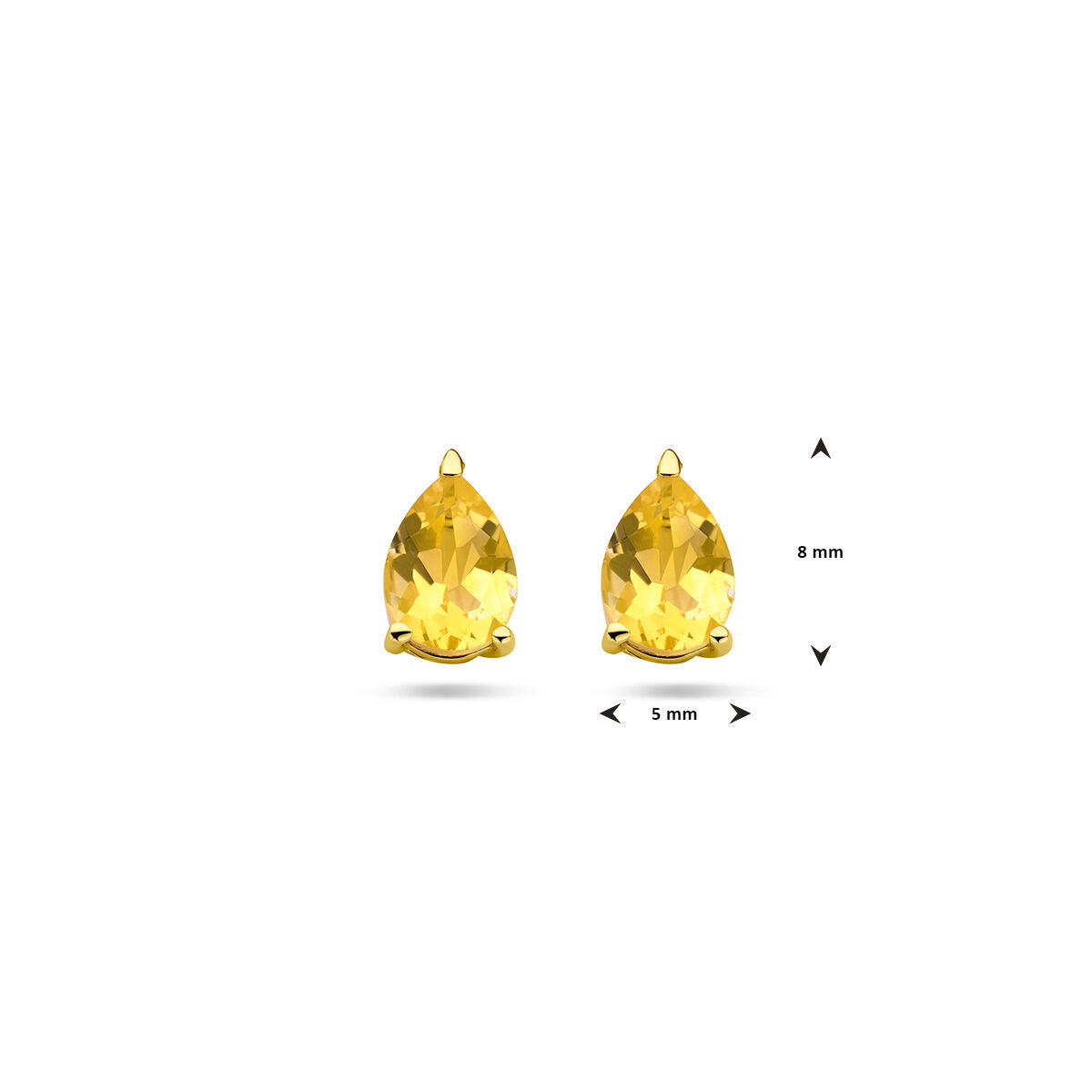 oorknoppen citrien 14K geelgoud