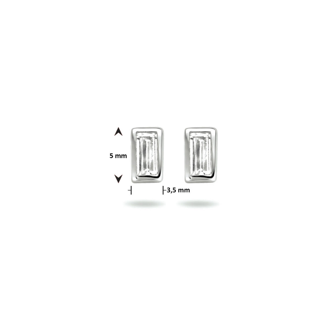 ear studs zirconia silver rhodium plated