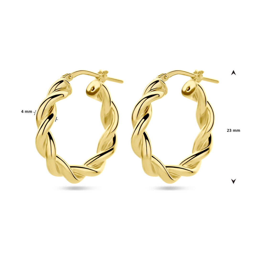 earrings twisted tube 1 micron silver gold plated (yellow)