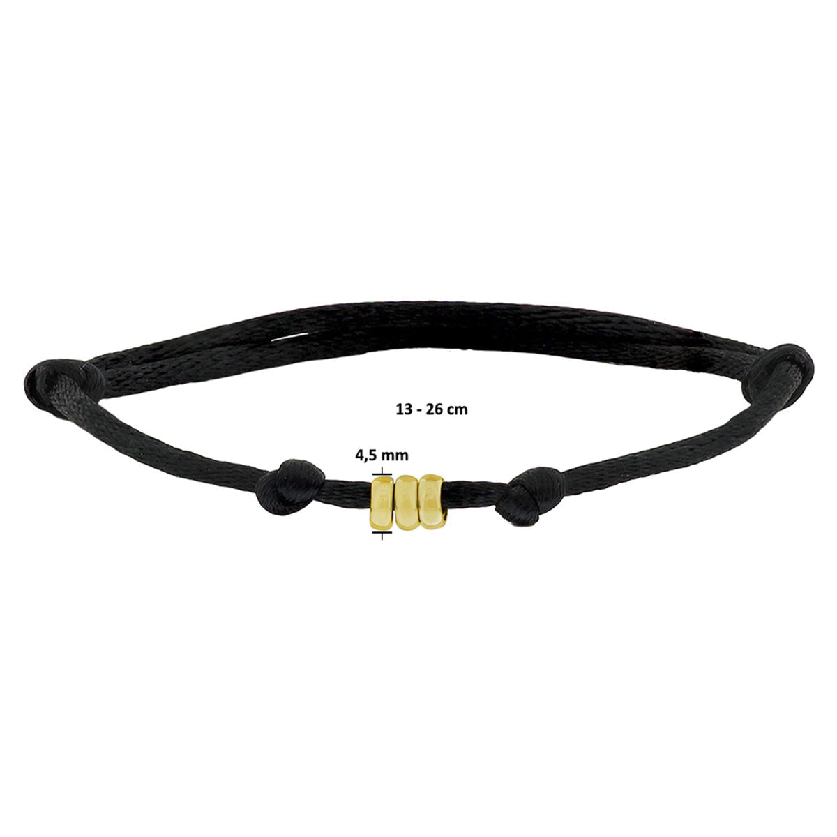 bracelet satin 14K gold with rubber/nylon/leather