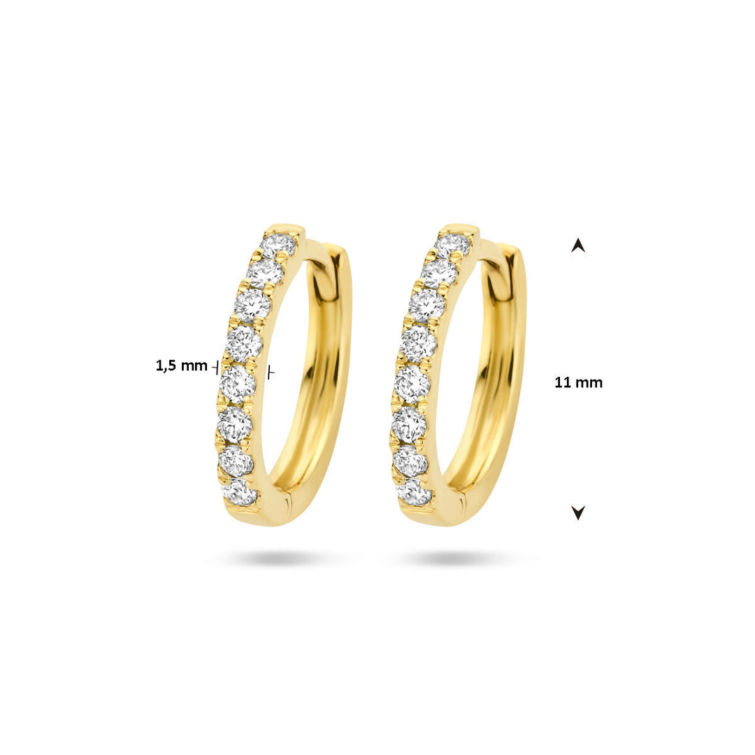klapoorringen diamant 0.15ct (2x0.075ct) g si 14K geelgoud