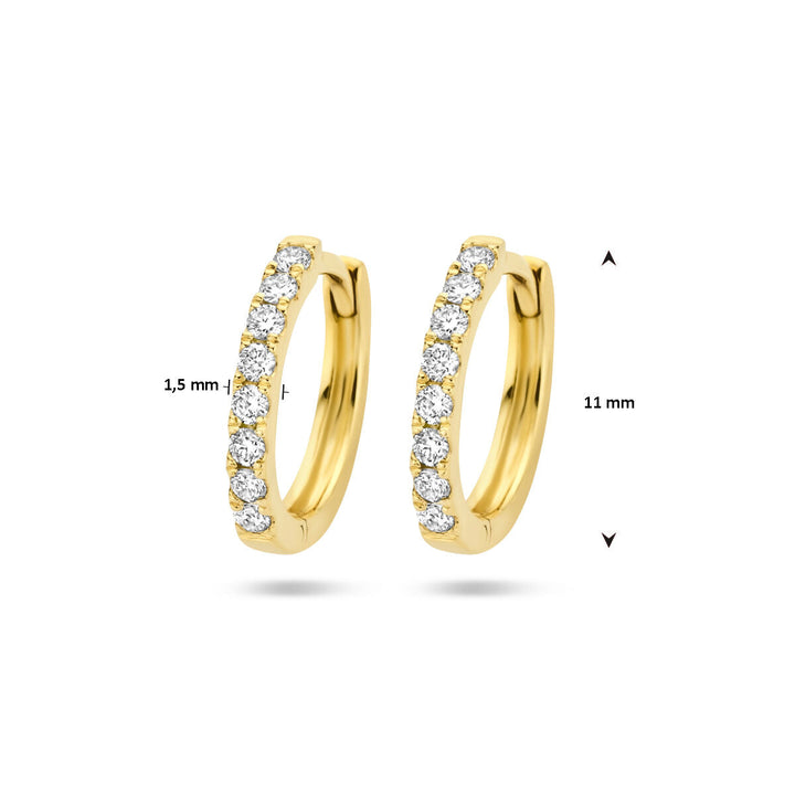 klapoorringen diamant 0.15ct (2x0.075ct) g si 14K geelgoud