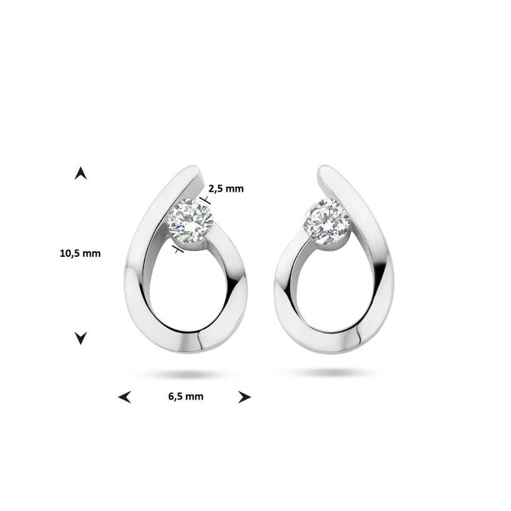 ear studs drop zirconia silver rhodium plated