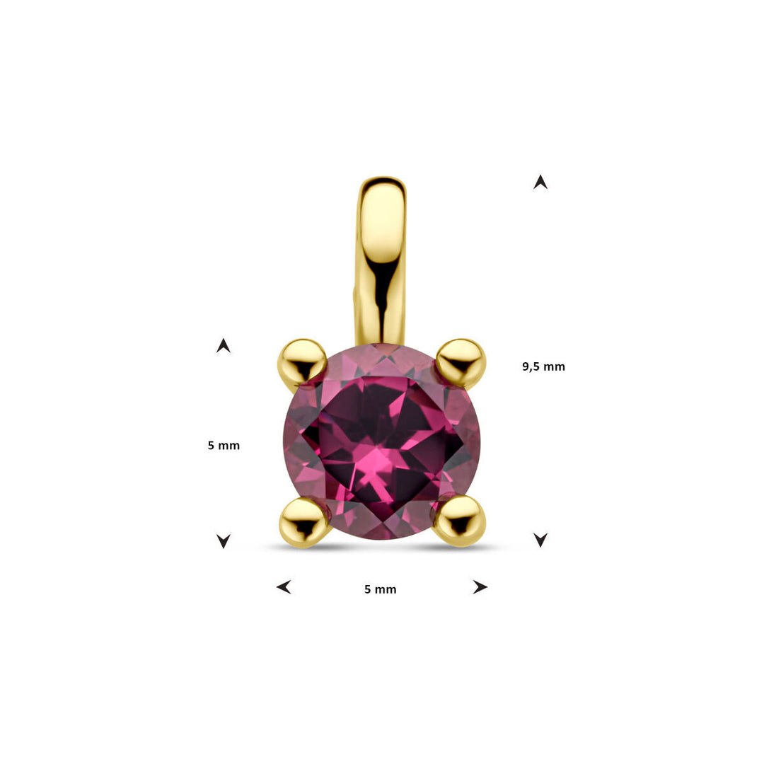 pendant pink rhodolite 14K yellow gold