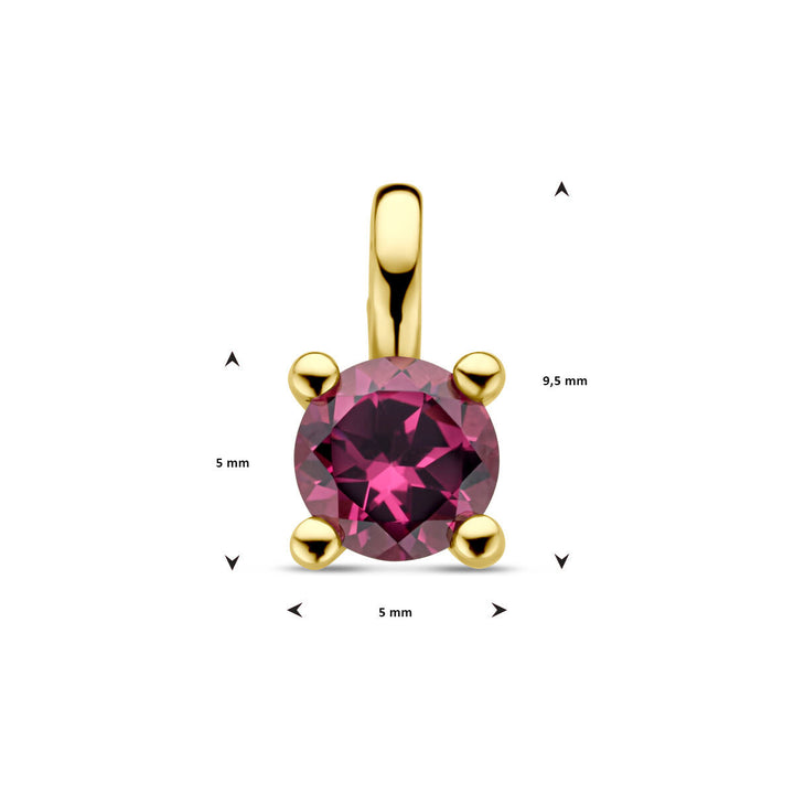 pendant pink rhodolite 14K yellow gold