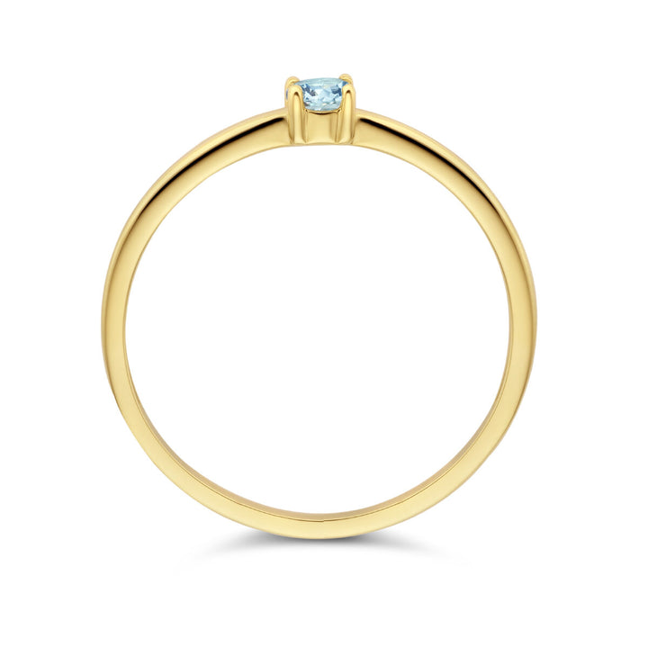 ring with birthstone aquamarine March 14K yellow gold