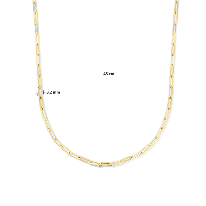 necklace paper clip flat 45 cm 14K yellow gold