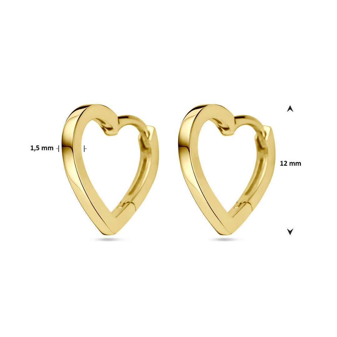 drop earrings hearts 14K yellow gold