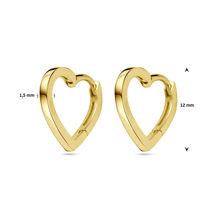 drop earrings hearts 14K yellow gold