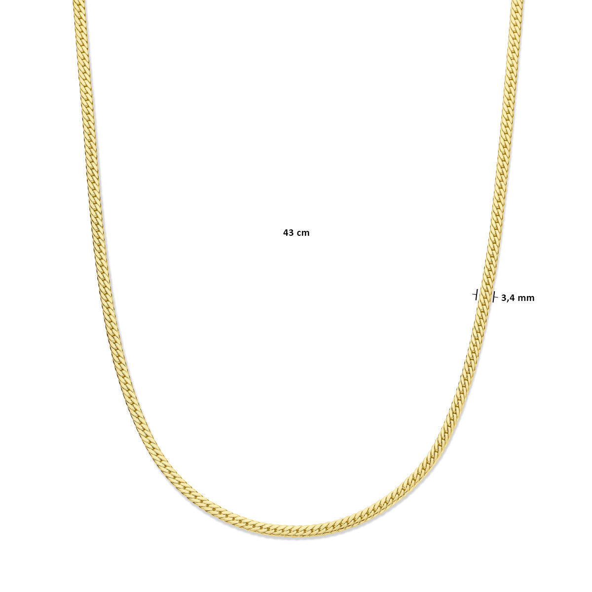 collier gourmette 3,4 mm 43 cm 14K geelgoud