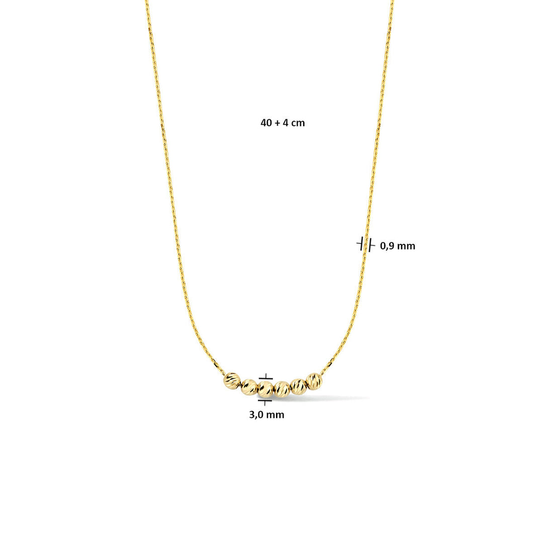 necklace balls diamond-plated 0.9 mm 40 + 4 cm 14K yellow gold