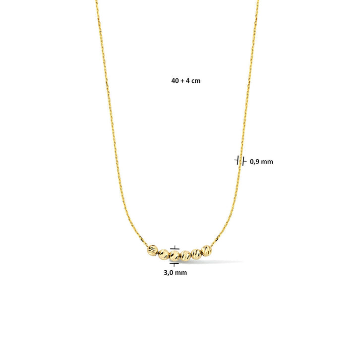 necklace balls diamond-plated 0.9 mm 40 + 4 cm 14K yellow gold