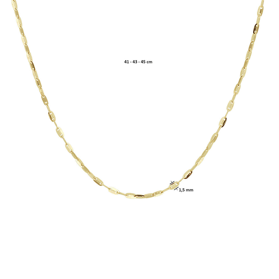necklace plates 1.5 mm 41 - 43 - 45 cm 14K yellow gold