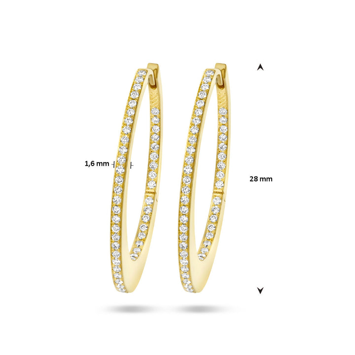 drop earrings diamond 0.42ct (2x 0.21ct) h si 14K yellow gold