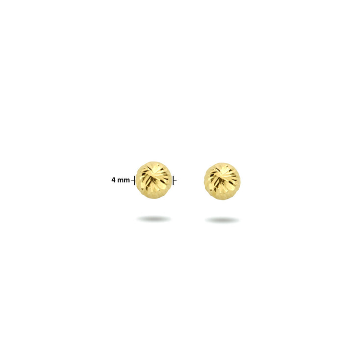 ball ear studs diamond-plated 14K yellow gold