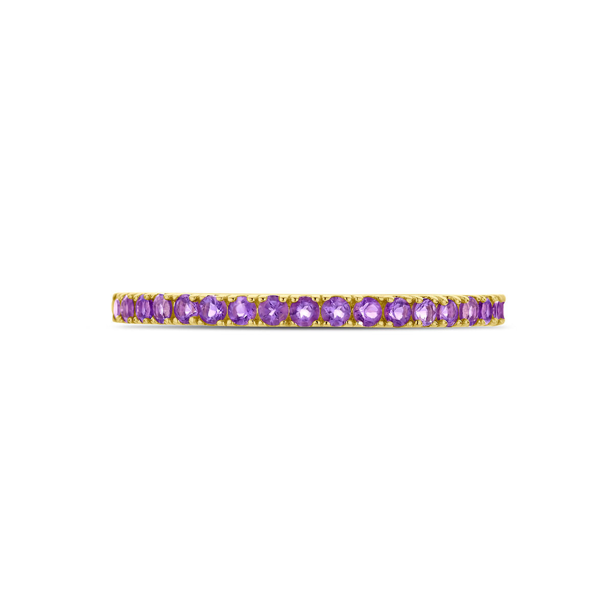 De Van der Kooij Collectie ring met geboortesteen amethist februari van 14K geelgoud is geïllustreerd tegen een witte achtergrond.