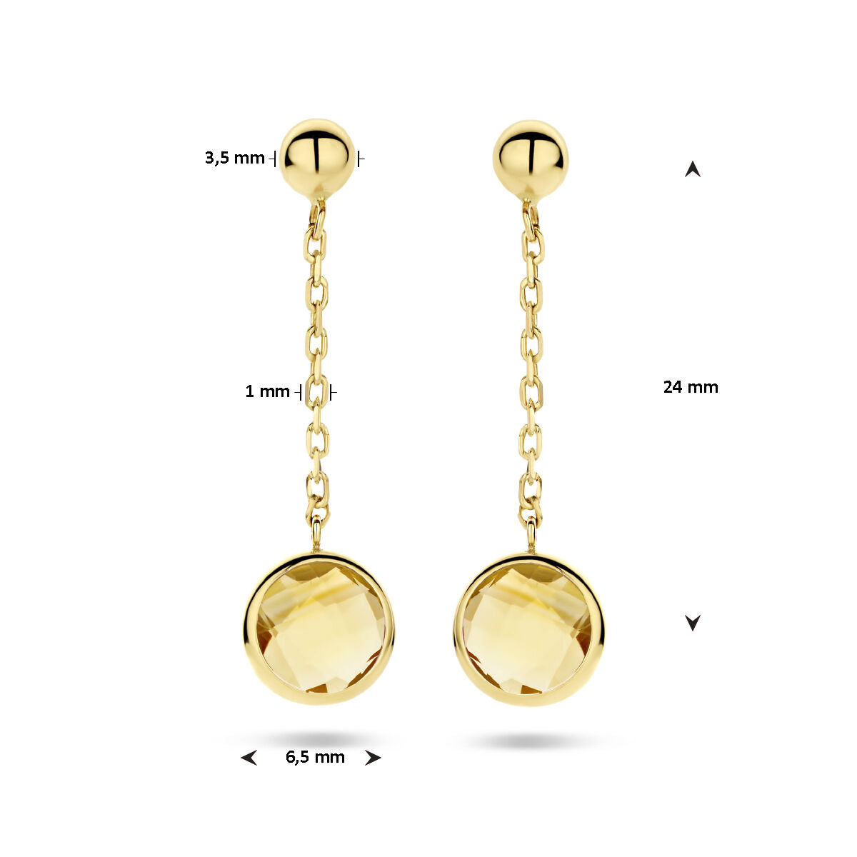 oorhangers citrien 14K geelgoud