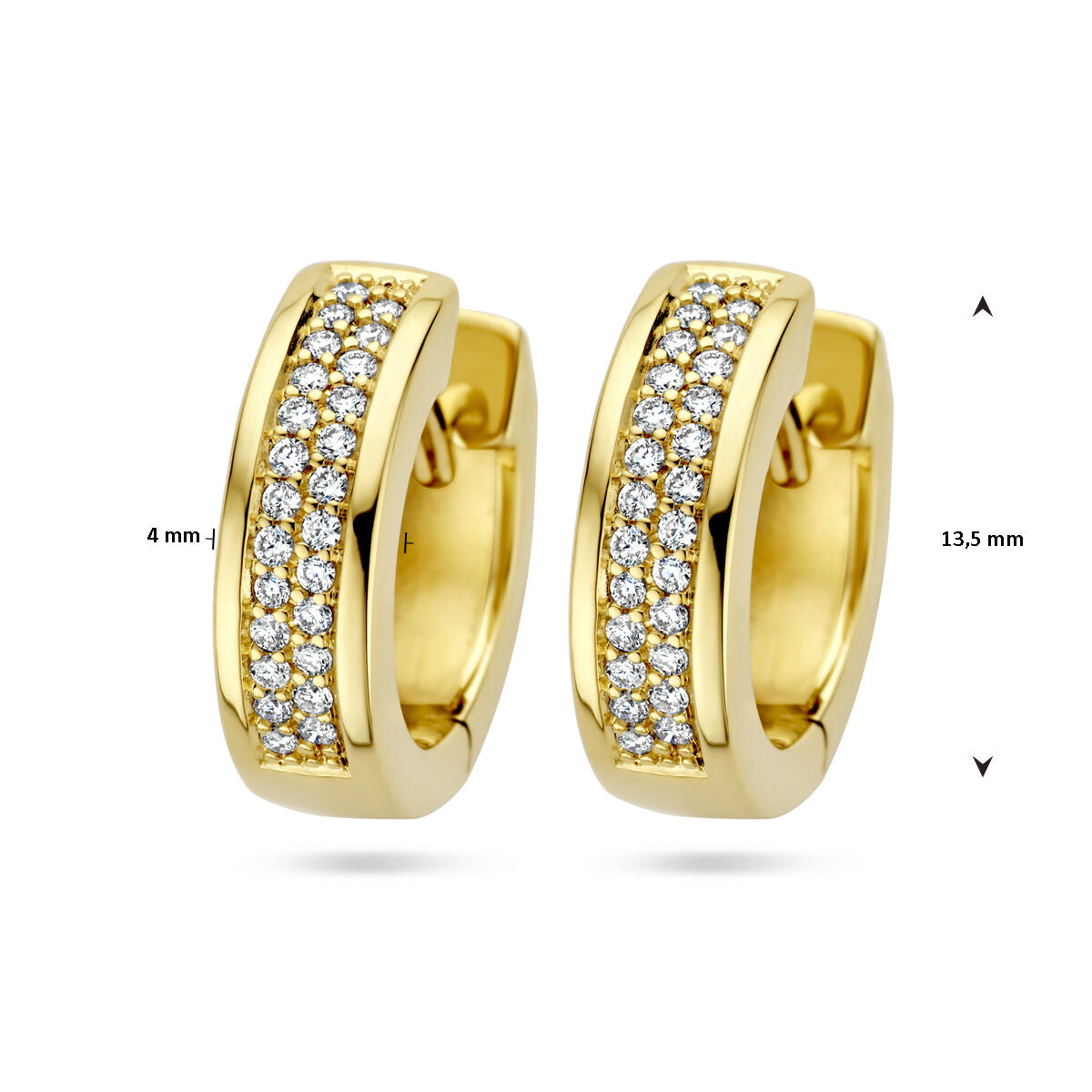 klapoorringen diamant 0.25ct (2x0.125ct) h si 14K geelgoud