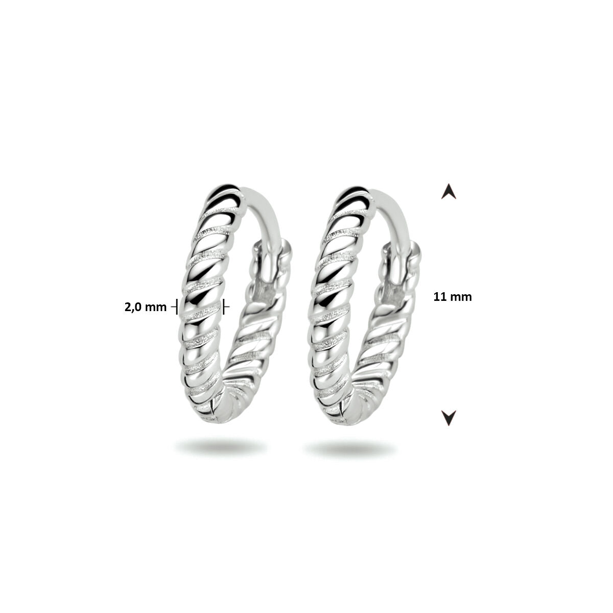 klapoorringen gedraaid zilver gerhodineerd