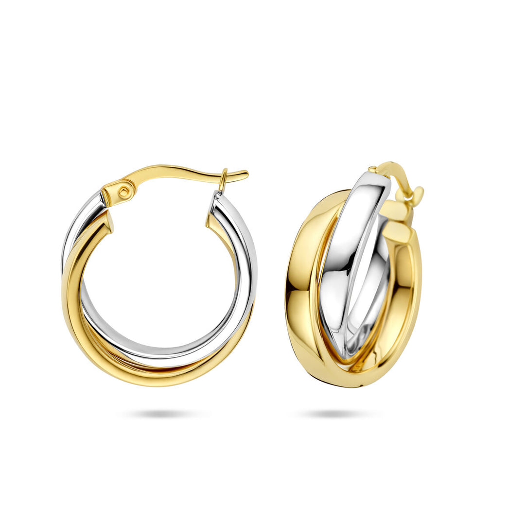 Bicolor oorringen – 14k geel- en witgoud