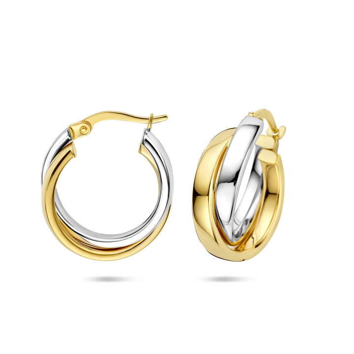 Bicolor oorringen – 14k geel- en witgoud