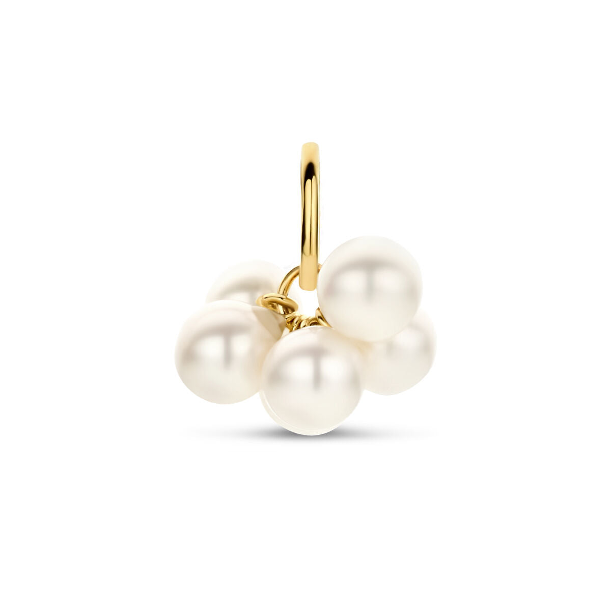 Hanger met vijf parels in een 14K geelgouden setting.