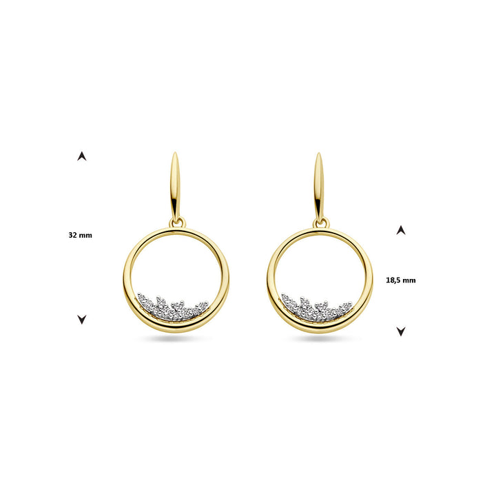 oorhangers cirkel diamant 0.23ct (2x 0.115ct) h si 14K bicolor goud geel/wit