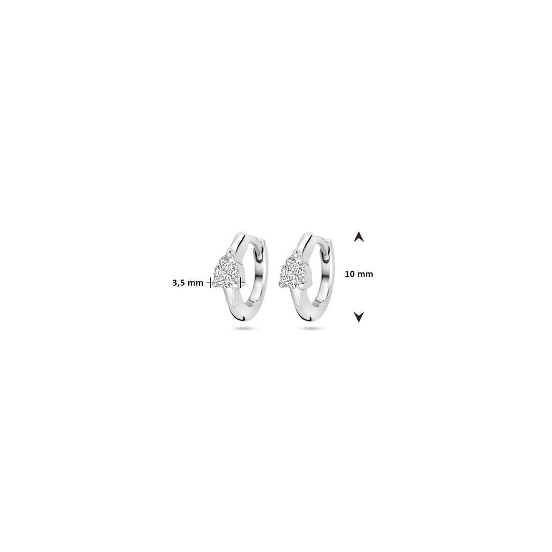 klapoorringen zirkonia 10 mm zilver gerhodineerd