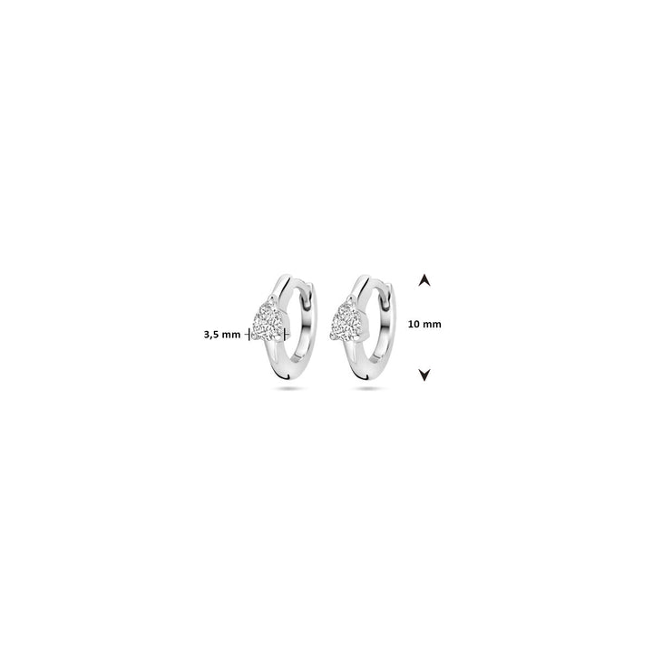 klapoorringen zirkonia 10 mm zilver gerhodineerd