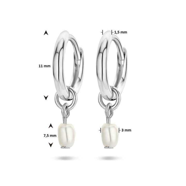 oorringen parel zilver gerhodineerd