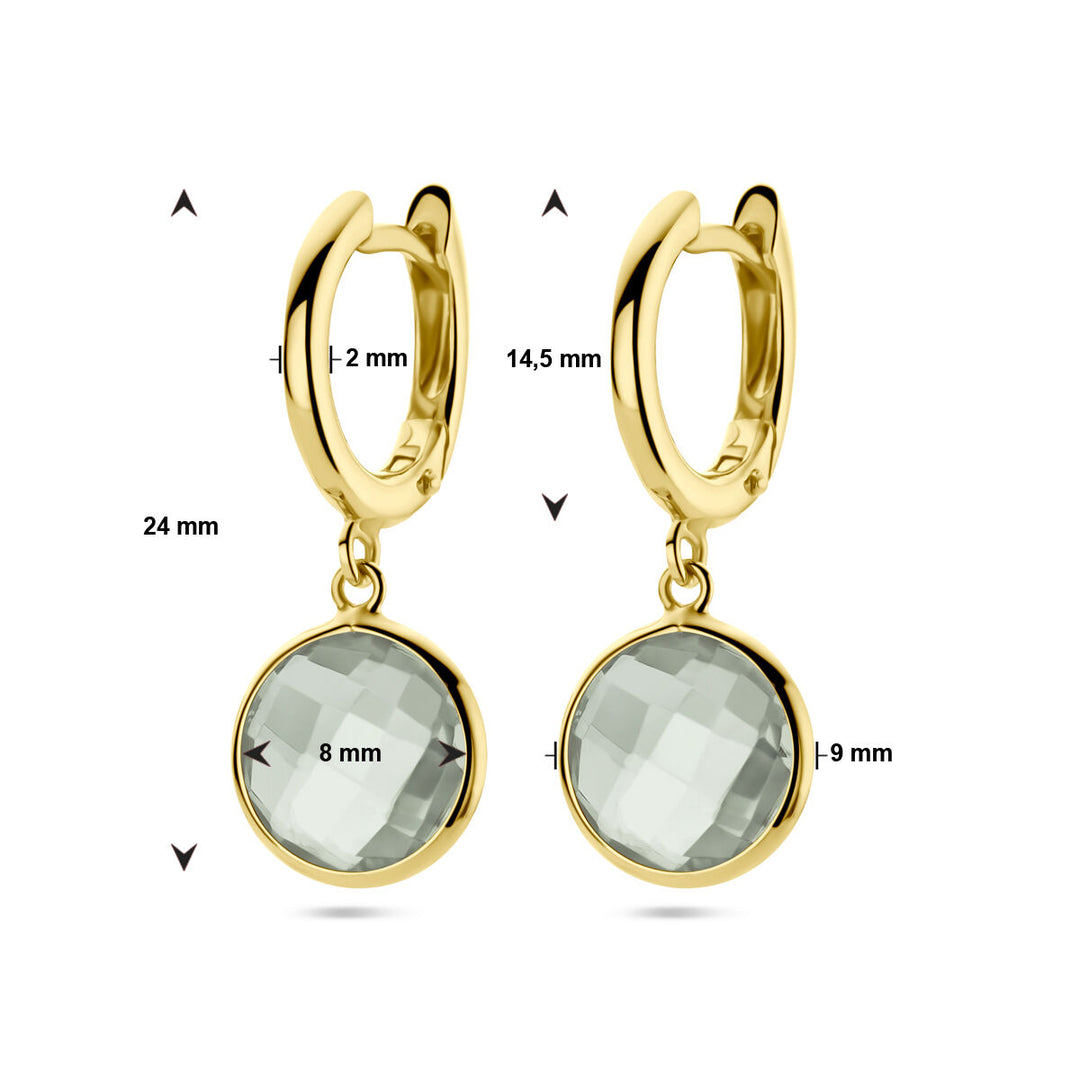 drop earrings green amethyst 14K yellow gold