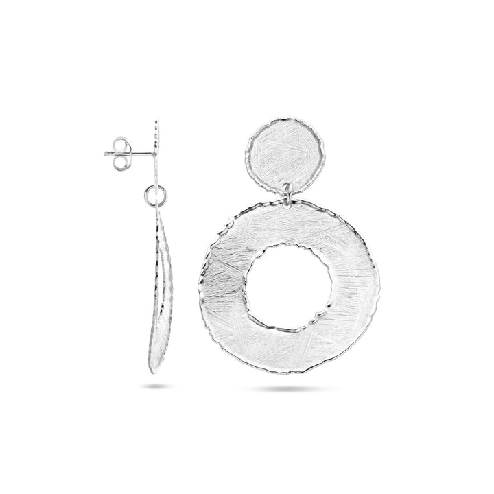 oorhangers gescratcht cirkels 50 mm zilver gerhodineerd