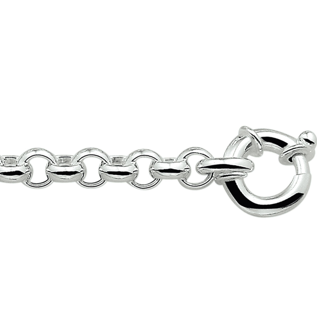 Zilveren jasseron armband van 7 mm met een groot, rond springslot.