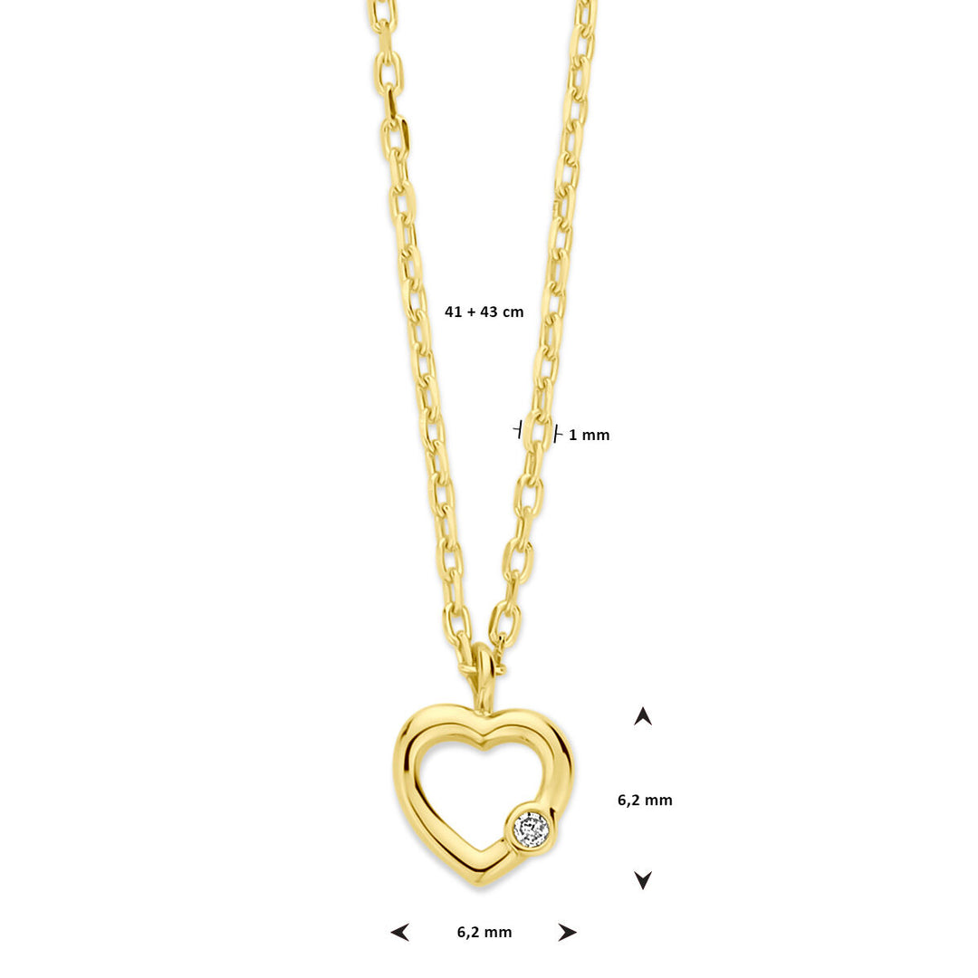 Gold ladies necklace heart and diamond 14K