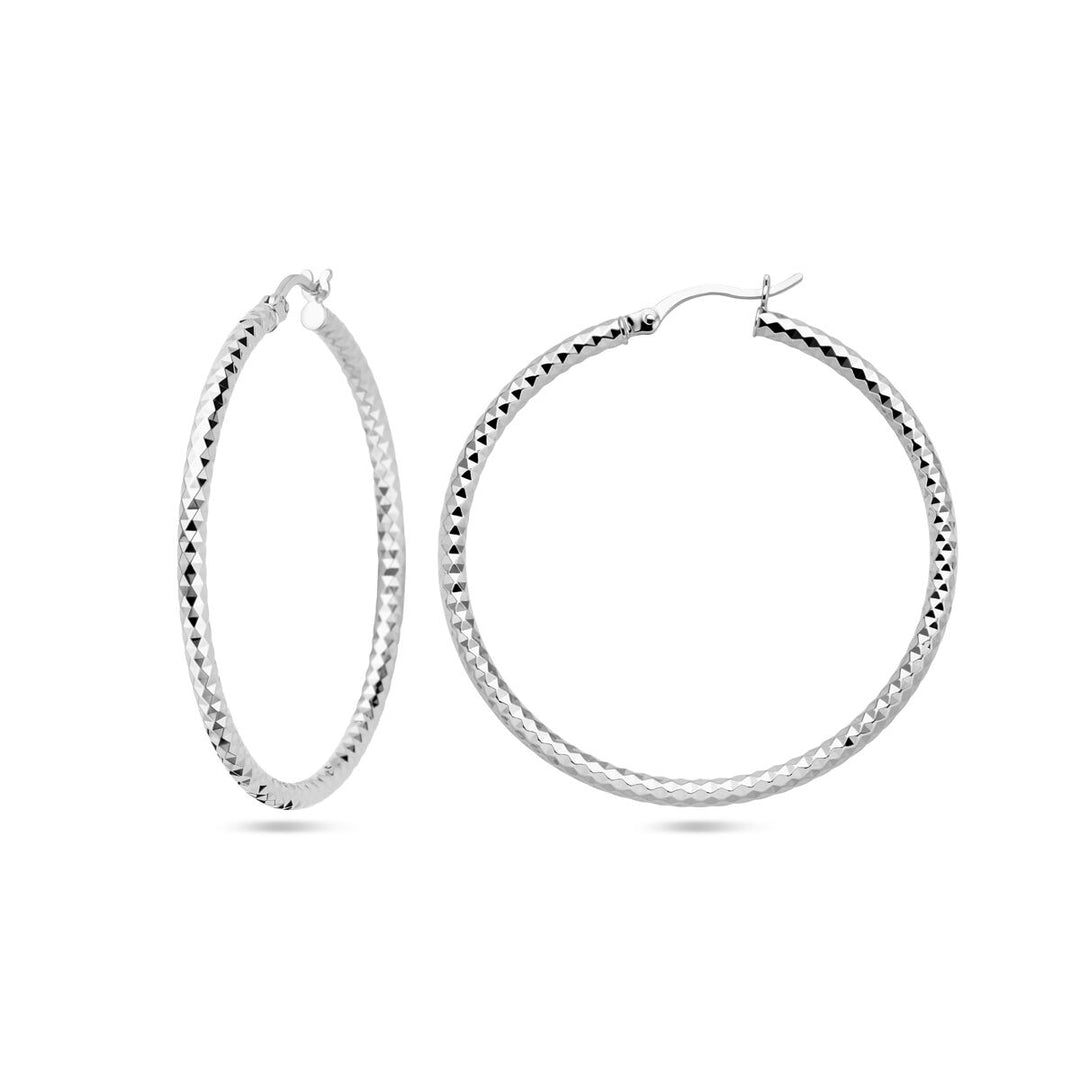 Ohrringe 2,5 mm Rundrohr diamantiert Silber rhodiniert