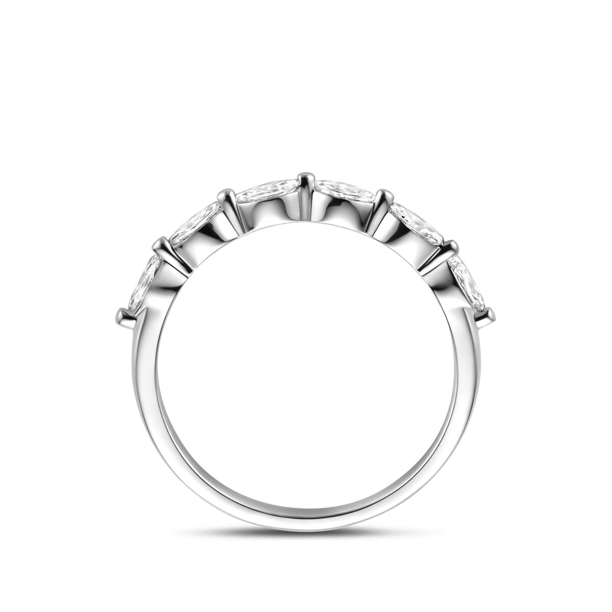 Zilveren dames ring met markies zirkonia – gerhodineerd 925 zilver
