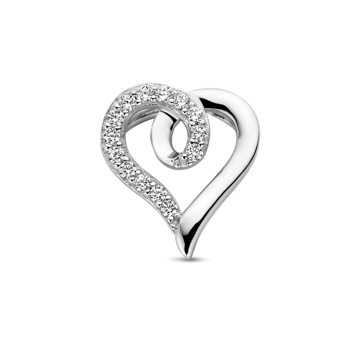 pendant heart and zirconia silver rhodium plated