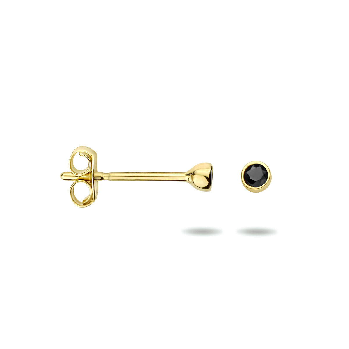 ear studs black zirconia 14K yellow gold