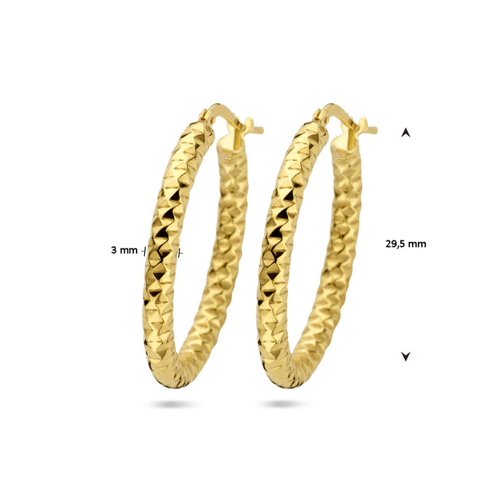 oorringen 3,0 mm ronde buis gediamanteerd 1 micron zilver verguld (geel)