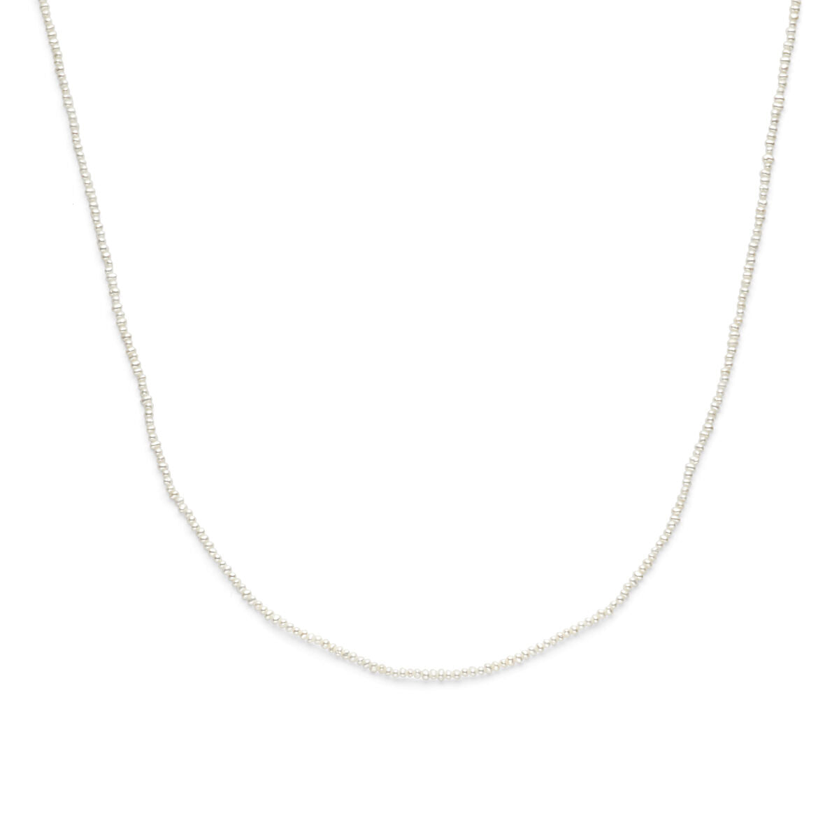 Collier van gerhodineerd zilver met parels, lengte 41-45 cm.